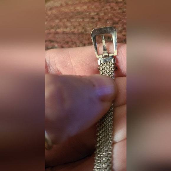 Vintage Silver Mesh Buckle Choker Necklace Perfect Condition. Waterproof - Picture 5 of 7